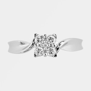 Twisted Cluster Diamond Engagement Ring with 1/5 ct TDW in Yaffie White Gold
