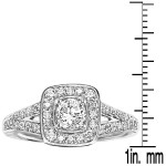 Sparkling Yaffie Engagement Ring with 3/4ct TDW Diamond Halo in White Gold