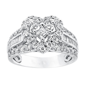 Double Heart Engagement Ring with 3/4ct TDW Diamonds in Yaffie White Gold