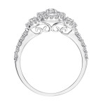 Sparkling 3-stone Halo Ring: Yaffie White Gold Diamond