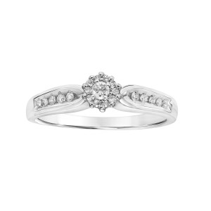10kt White Gold Yaffie Engagement Ring with a Sparkling 1/5ct Diamond Halo