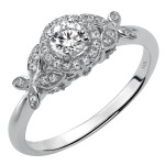 Floral Engagement Ring with Yaffie White Gold and 1/3ct TDW Diamonds