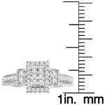 Emerald Diamond Ring, Yaffie Sterling Silver, 1/4ct TDW