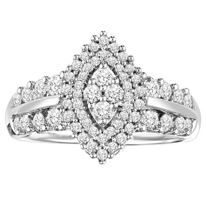 Elegant Yaffie Marquise Diamond Ring with 1ct TDW in Sterling Silver