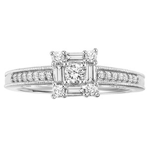 Sterling Silver Baguette Diamond Promise Ring by Yaffie - 3/8ct TDW