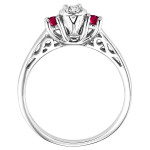 Ruby Diamond Triple Stone Ring in Sterling Silver by Yaffie, 1/6ct TDW