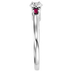 Ruby Diamond Triple Stone Ring in Sterling Silver by Yaffie, 1/6ct TDW
