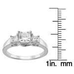 Gold 3-Stone Ring with 1.12 TGW Square Brilliant Moissanite by Yaffie Charles & Colvard