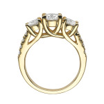 Gold 3-Stone Ring with Brilliant Moissanite Totaling 2.24 Carats by Yaffie Charles & Colvard.