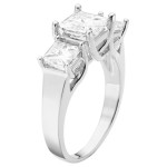 Classic Moissanite 3-Stone Ring in Gold with Yaffie Charles & Colvard, 3.30 TGW Square Brightness