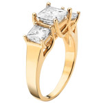 Classic Moissanite 3-Stone Ring in Gold with Yaffie Charles & Colvard, 3.30 TGW Square Brightness