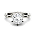 Forever One Round Colorless Moissanite Solitaire Ring in Yaffie 18ct White Gold with 1 9/10ct DEW Sparkle