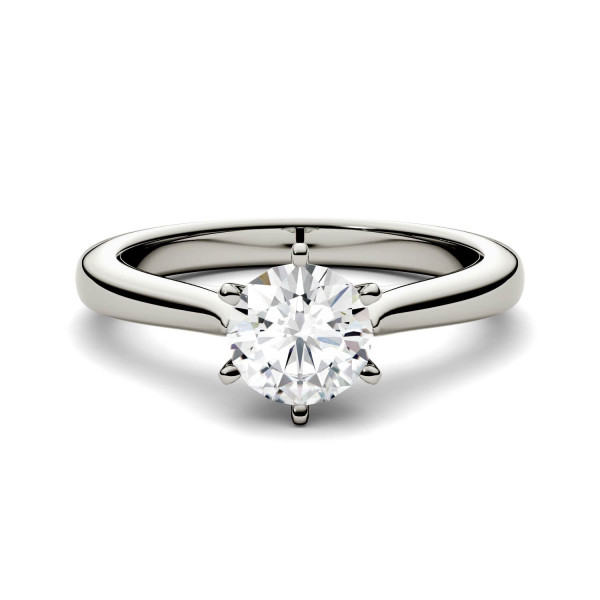 Eternal Brilliance: Yaffie 18ct White Gold Moissanite Solitaire Ring with 1ct DEW Forever One Round Colorless Stone