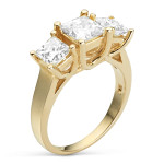 Charles & Colvard Yaffie Gold Ring with 2.20 Total Gem Weight Square Forever Brilliant Moissanite 3-Stone Design