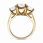 Charles & Colvard Yaffie Gold Ring with 2.20 Total Gem Weight Square Forever Brilliant Moissanite 3-Stone Design