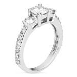 Forever Classic Moissanite 3-Stone Ring in Sterling Silver with Side Accents by Yaffie - 1.62 TGW