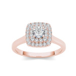 Dazzling Yaffie Gold Diamond Double Halo Engagement Ring with 1/2ct TDW