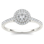 Brilliantly Crafted Yaffie Gold Double Halo Diamond Engagement Ring with 1/2ct TDW