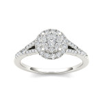 Sparkling Yaffie Gold Double Halo Engagement Ring with 1/2ct TDW Diamond and Milgrain Detail