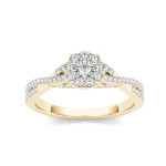 Sparkling Yaffie Gold Engagement Ring with 1/2ct Diamonds in a Halo Setting