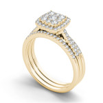 Sparkling 1/2ct TDW Yaffie Gold Diamond Engagement Ring with Halo Set