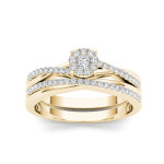 Yaffie Gold Diamond Cluster Engagement Ring Set (1/4ct TDW)