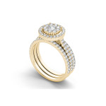 Gold Halo Diamond Bridal Ring Set by Yaffie with 1ct TDW Diamond