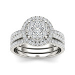 Golden Yaffie Bridal Ring Set with 1 Carat TDW Diamond Halo
