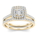 Double Halo Diamond Bridal Set with 3/4ct TDW by Yaffie Gold