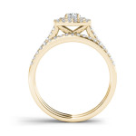 Sparkling Yaffie Gold Bridal Ring Set with Double Halo Diamonds (.75ct)