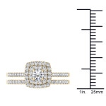 Sparkling Yaffie Gold Bridal Ring Set with Double Halo Diamonds (.75ct)