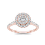 Golden Yaffie Engagement Ring with 0.75ct TDW Diamonds and Double Halo