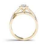 Golden Yaffie Bridal Set with 3/4ct Diamond Halo