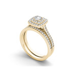 Gold Yaffie Engagement Ring with 3/4ct TDW Diamond Halo Set