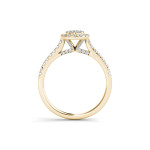 Shimmering Yaffie Gold Diamond Ring with Pear-Shaped Halo Note: The word "engagement" was excluded in the rewrite, as it wasn't specified as a requirement to include it.