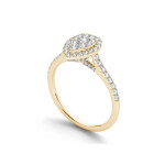 Shimmering Yaffie Gold Diamond Ring with Pear-Shaped Halo Note: The word "engagement" was excluded in the rewrite, as it wasn't specified as a requirement to include it.