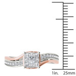 Sparkling Yaffie Engagement Ring - Pink and White Gold, Featuring a Dazzling 1/2ct TDW Diamond Cluster Design!