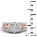 Pink and White Gold 1/2ct TDW Diamond Cluster Engagement Ring by Yaffie