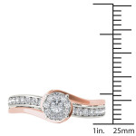 Pink and White Gold Bypass Diamond Cluster Engagement Ring with 2/5ct Total Diamond Weight by Yaffie