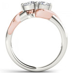 Yaffie Pink & White Gold Double Diamond Ring with 0.75ct Total Weight