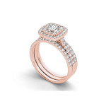 Rose Gold Halo Engagement Ring Set with 1 1/2ct TDW by Yaffie