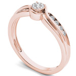 Rose Gold Cluster Engagement Ring with 1/10ct Diamond Bypass by Yaffie