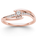 Rose Gold Diamond Criss-Cross Engagement Ring with 1/10ct TDW by Yaffie