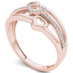 Rose Gold Heart Fashion Ring with Split Shank and 1/10ct TDW by Yaffie