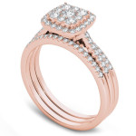 Rose Gold Diamond Halo Engagement Ring Set - Yaffie 1/2 ct TDW
