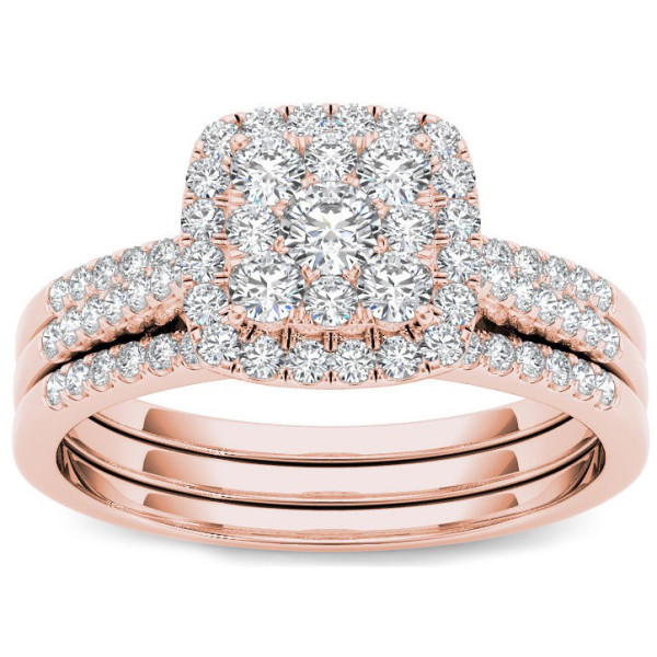 Yaffie Chic Rose Gold Engagement Ring Set with a Sparkling 1/2 ct TDW Diamond Halo.