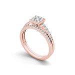 Set of Rose Gold Diamond Cluster Engagement Rings - Yaffie 1/2ct TDW