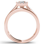 Sparkling Love: Yaffie Rose Gold Diamond Halo Engagement Ring Set with Matching Band - 1/2ct TDW
