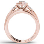 Rose Gold Marquise Diamond Halo Engagement Ring Set with 1/2ct Total Diamond Weight by Yaffie.