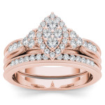 Yaffie Rose Gold Marquise-Framed Halo Set with 1/2ct TDW Diamonds for Engagements.